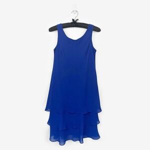 Ursula of Switzerland Tiered‎ Midi Dress Size 6P Cobalt Blue